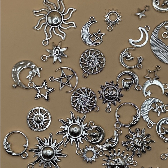 Silver Sun and Moon Charms - Picture 4 of 5